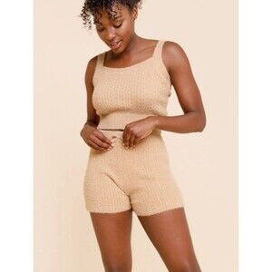 francescas new with tags crochet sweater material tan crop tank top size small